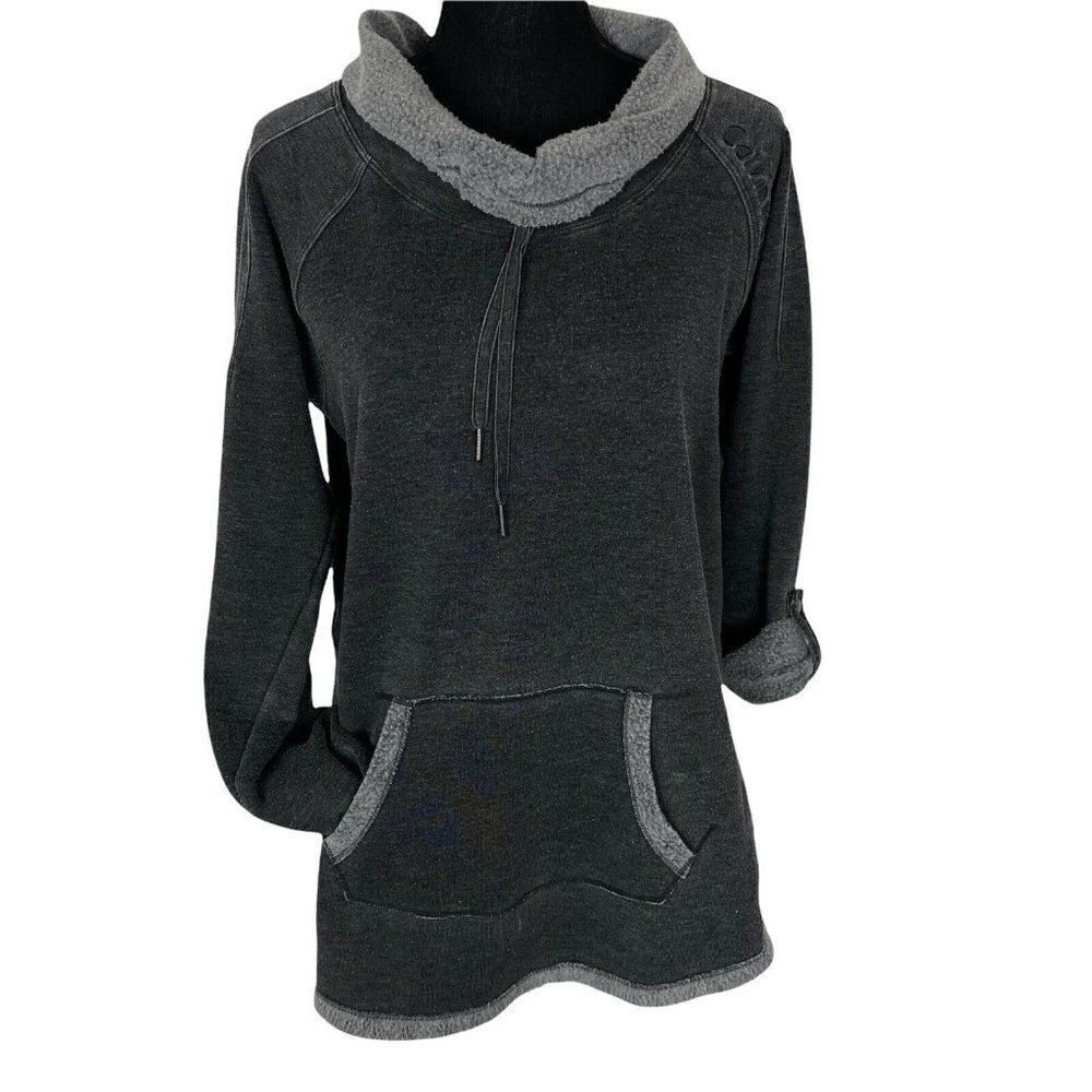 CALVIN KLEIN Women Turtleneck Cowl Neck Pullover‎ Sweatshirt Sz M Gray 44-9